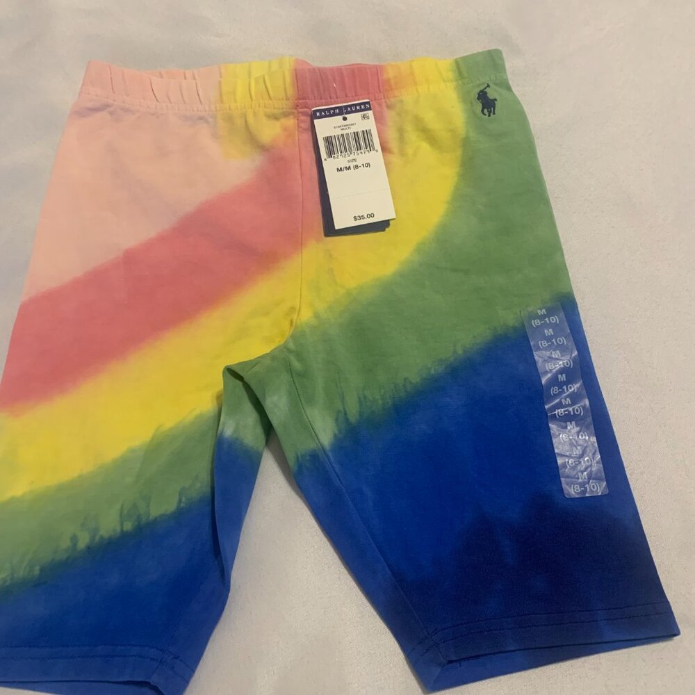 Girls Polo Ralph Lauren M 8-10 Rainbow Biker Shorts NWT